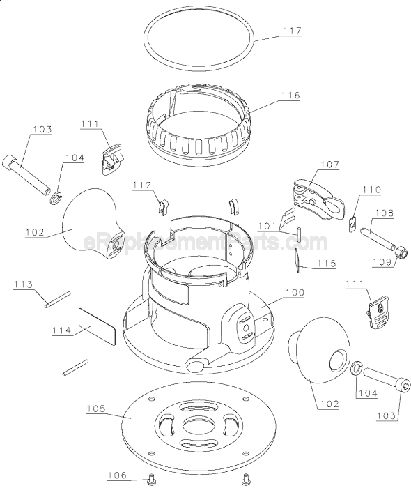 Page A Diagram and Parts List for DW618 Type 1 DeWALT Router