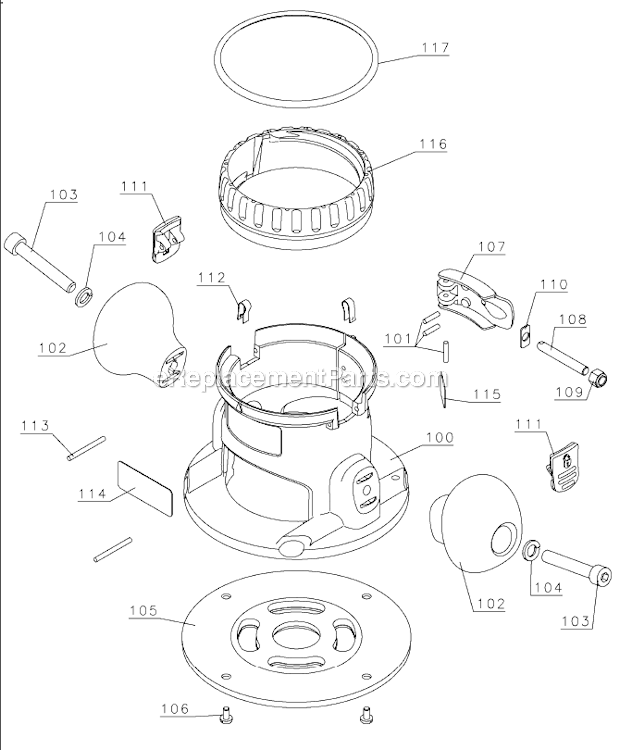 Page A Diagram and Parts List for DW618PKB Type 1 DeWALT Router