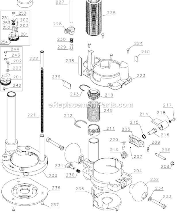 Page B Diagram and Parts List for DW618PKB Type 1 DeWALT Router