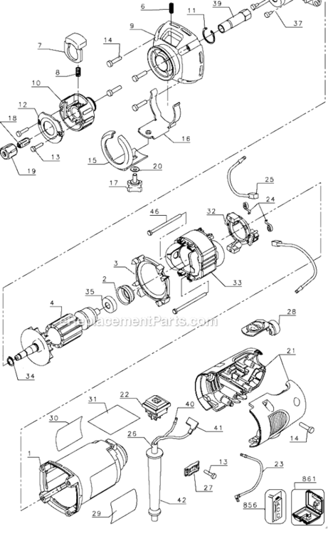 Page A Diagram and Parts List for DW660K Type 1 DeWALT Nibbler & Shears