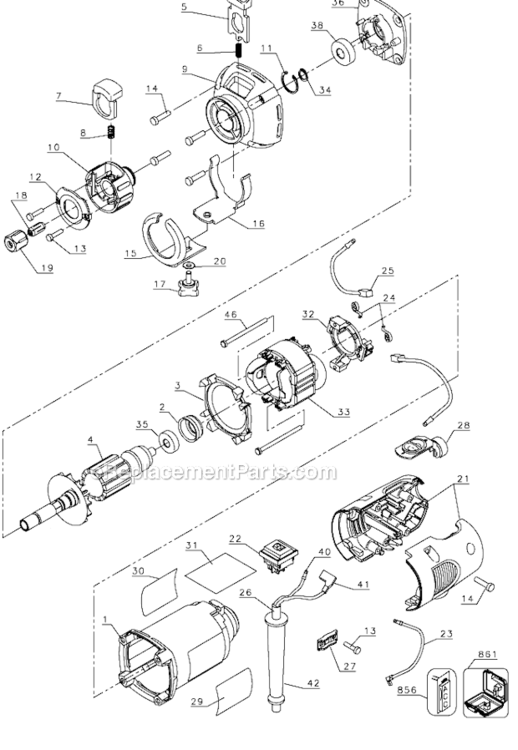 Page A Diagram and Parts List for DW660K Type 3 DeWALT Nibbler & Shears