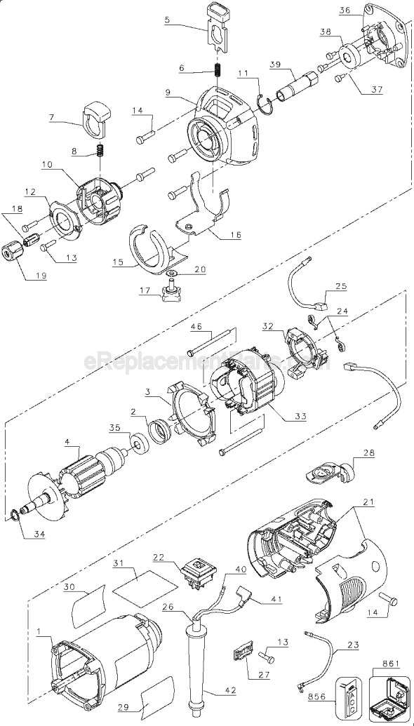 Page A Diagram and Parts List for DW660S Type 1 DeWALT Chop Saw