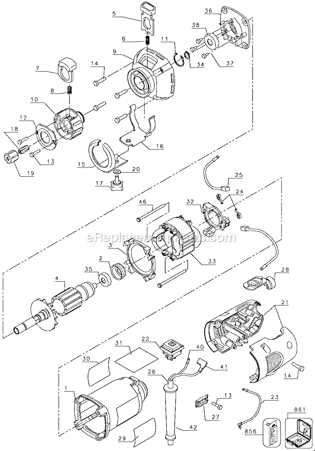 Page A Diagram and Parts List for DW660SK Type 3 DeWALT Chop Saw