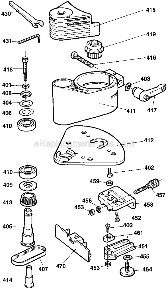 Page D Diagram and Parts List for DW673 Type 1 DeWALT Laminate Trimmer