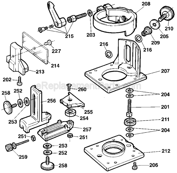 Page B Diagram and Parts List for DW674 Type 1 DeWALT Laminate Trimmer