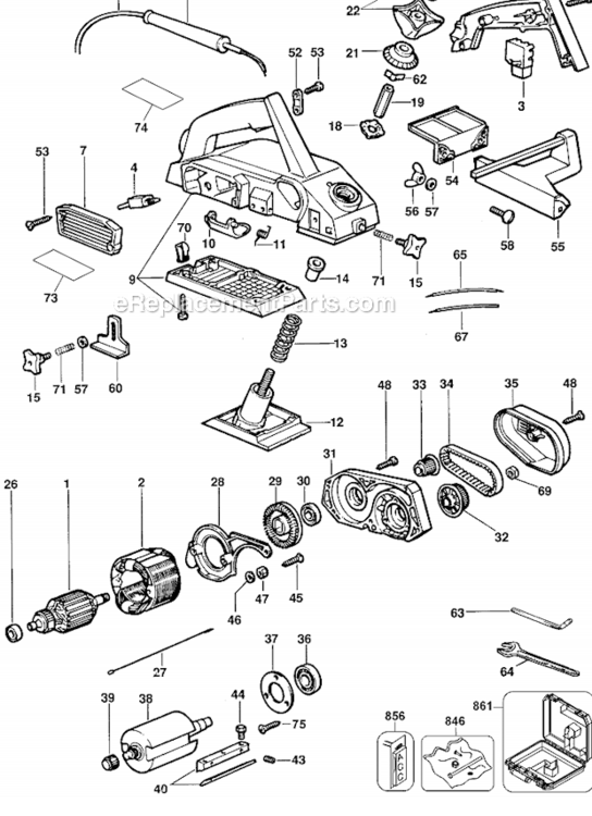 Page A Diagram and Parts List for DW675K Type 4 DeWALT Planer Jointer