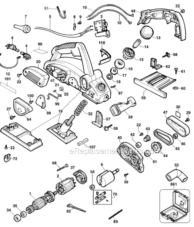 Page A Diagram and Parts List for DW678K Type 3 DeWALT Planer Jointer