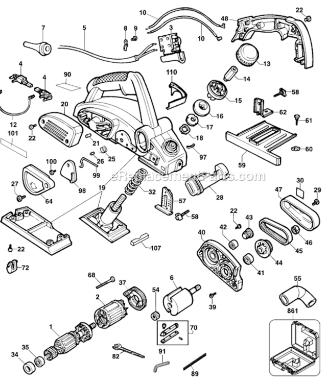Page A Diagram and Parts List for DW678K Type 4 DeWALT Planer Jointer