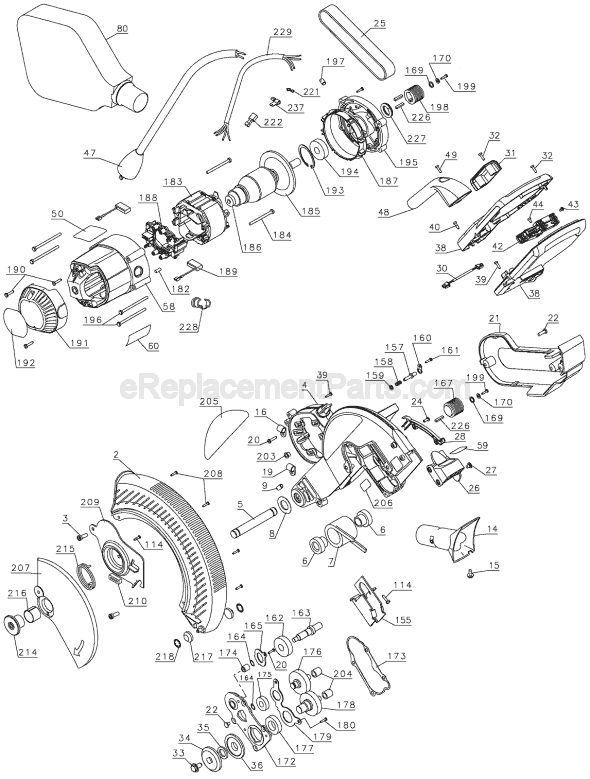 Page A Diagram and Parts List for DW716 Type 1 DeWALT Miter Saw