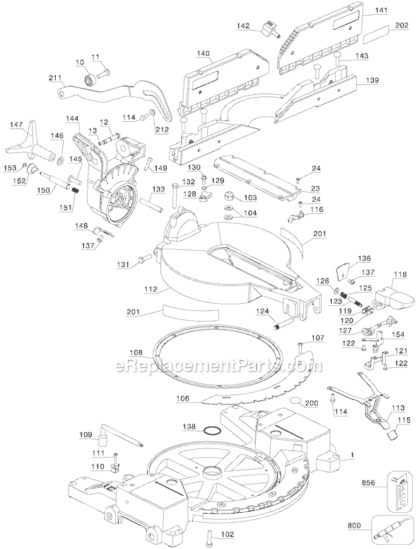 Page B Diagram and Parts List for DW716 Type 3 DeWALT Miter Saw