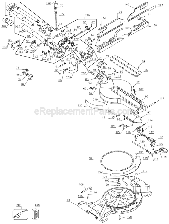 Page B Diagram and Parts List for DW718 Type 2 DeWALT Miter Saw