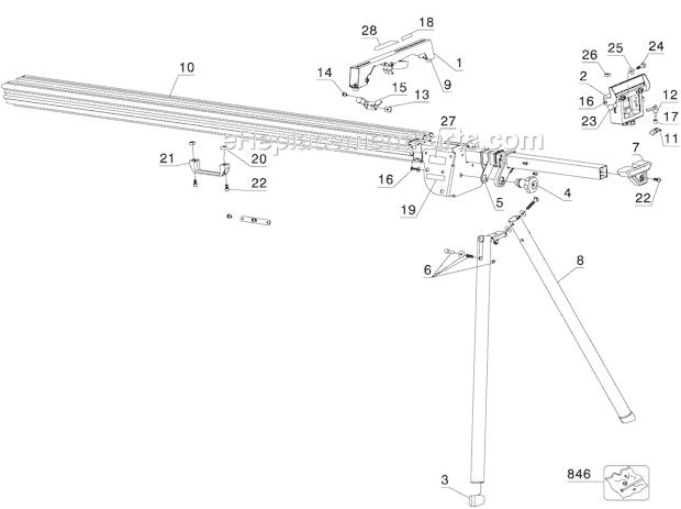 Page A Diagram and Parts List for DW723 Type 1 DeWALT Miter Saw