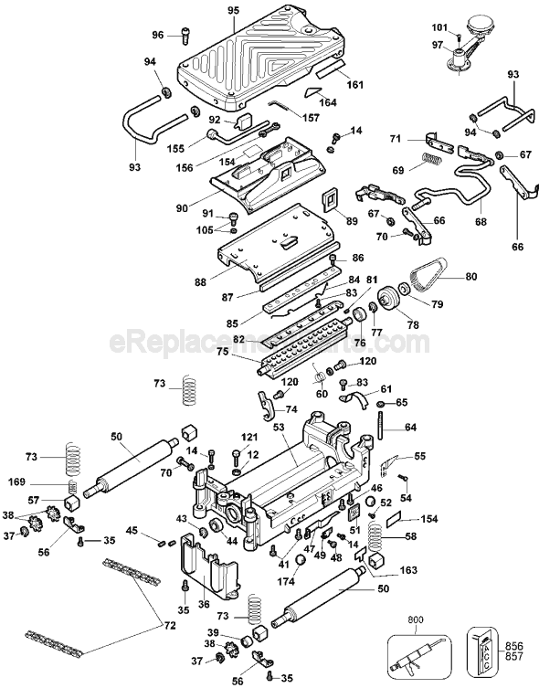 Page A Diagram and Parts List for DW733 Type 2 DeWALT Planer Jointer