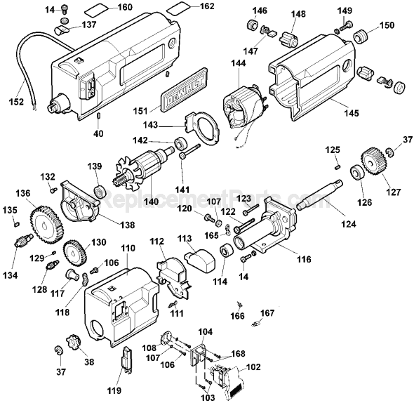 Page B Diagram and Parts List for DW733 Type 2 DeWALT Planer Jointer