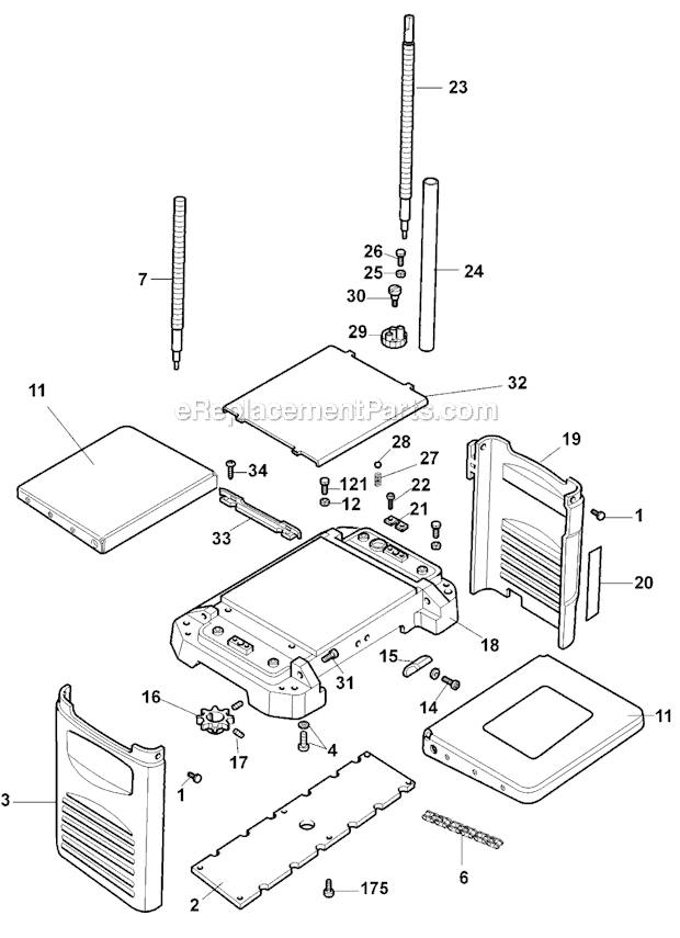 Page C Diagram and Parts List for DW733 Type 2 DeWALT Planer Jointer
