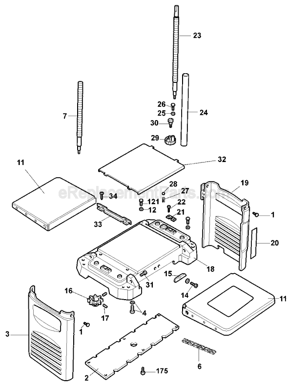 Page B Diagram and Parts List for DW734 Type 1 DeWALT Planer Jointer