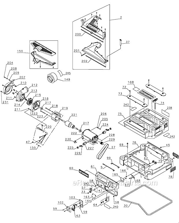 Page B Diagram and Parts List for DW735X Type 1 DeWALT Planer Jointer