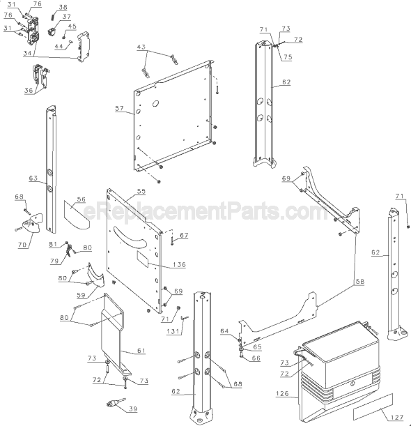 Page C Diagram and Parts List for DW746 Type 1 DeWALT Table Saw