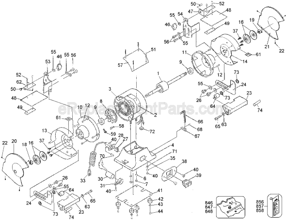 Page A Diagram and Parts List for DW756 Type 1 DeWALT Angle Grinder
