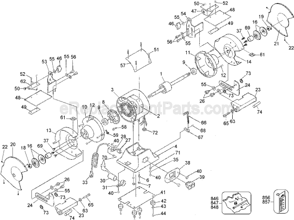 Page A Diagram and Parts List for DW758 Type 1 DeWALT Angle Grinder