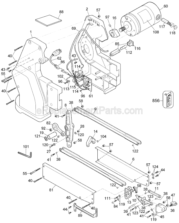 Page A Diagram and Parts List for DW788L Type 1 DeWALT Scroll Saw