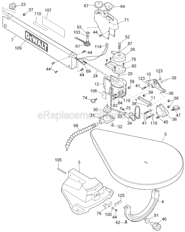 Page B Diagram and Parts List for DW788L Type 1 DeWALT Scroll Saw
