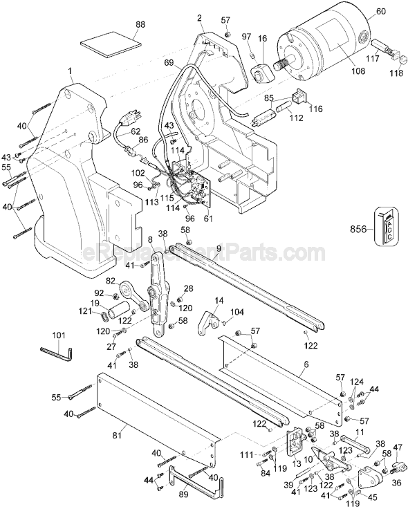 Page A Diagram and Parts List for DW788 Type 1 DeWALT Scroll Saw