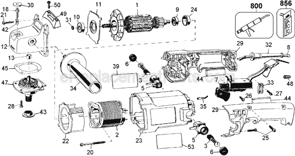 Page A Diagram and Parts List for DW847 Type 1 DeWALT Sander Polisher