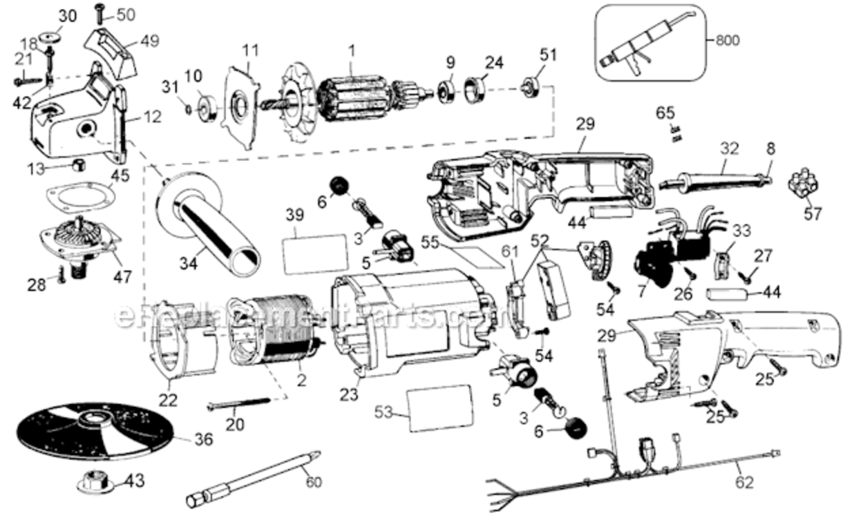 Page A Diagram and Parts List for DW849-AR Type 2 DeWALT Sander Polisher