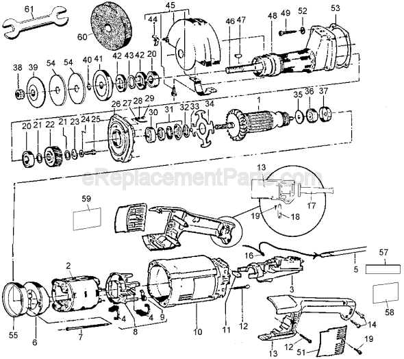 Page A Diagram and Parts List for DW882 Type 1 DeWALT Angle Grinder