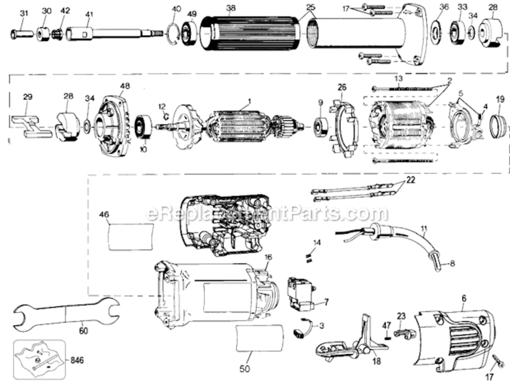 Page A Diagram and Parts List for DW887-AR Type 4 DeWALT Angle Grinder