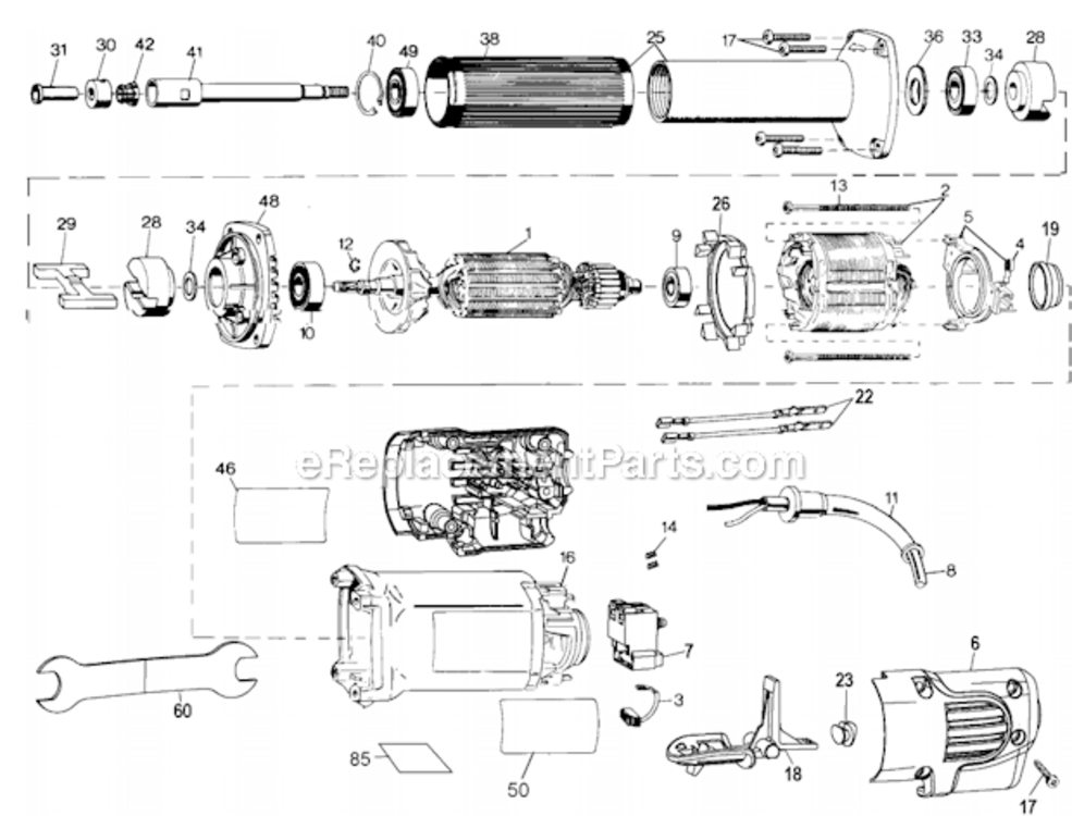 Page A Diagram and Parts List for DW887N Type 4 DeWALT Angle Grinder
