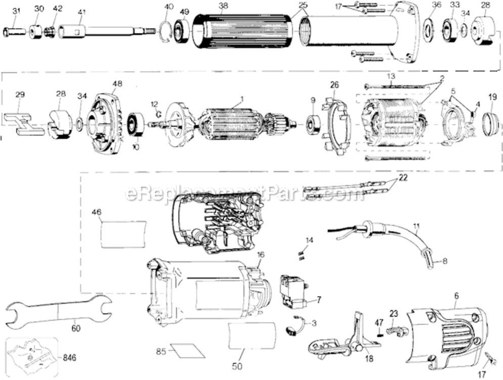 Page A Diagram and Parts List for DW887 Type 4 DeWALT Angle Grinder