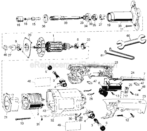 Page A Diagram and Parts List for DW888 Type 3 DeWALT Angle Grinder