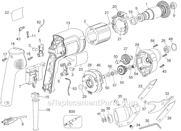 Page A Diagram and Parts List for DW890 Type 3 DeWALT Nibbler & Shears