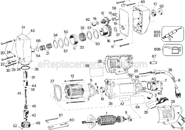 Page A Diagram and Parts List for DW896 Type 1 DeWALT Nibbler & Shears
