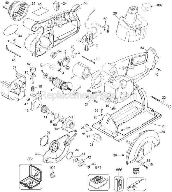 Page A Diagram and Parts List for DW930 Type 2 DeWALT Circular Saw