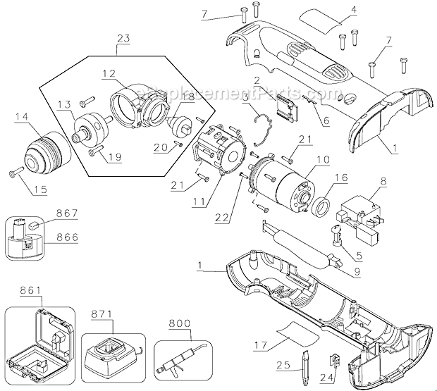 Page A Diagram and Parts List for DW960K Type 2 DeWALT Electric Drill