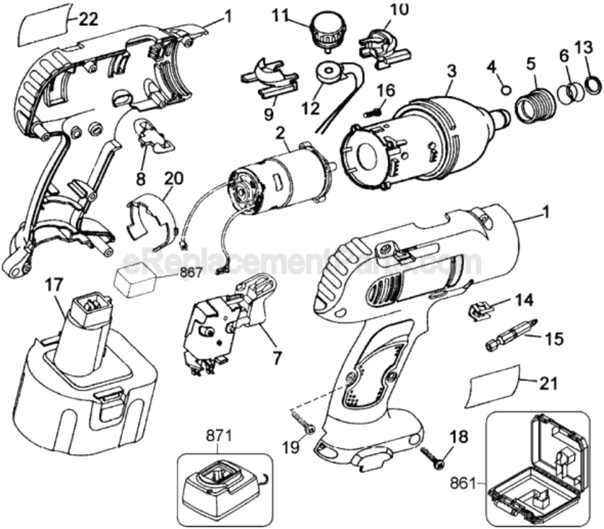 Page A Diagram and Parts List for DW967 Type 2 DeWALT Impact Driver