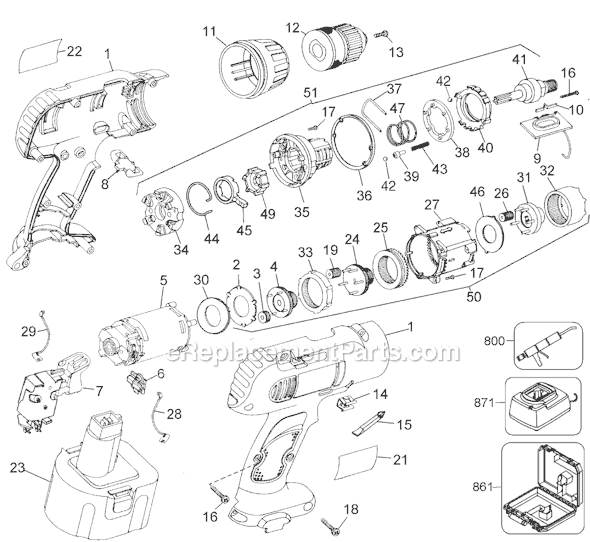 Page A Diagram and Parts List for DW997K-B2 Type 3 DeWALT Hammer Drill