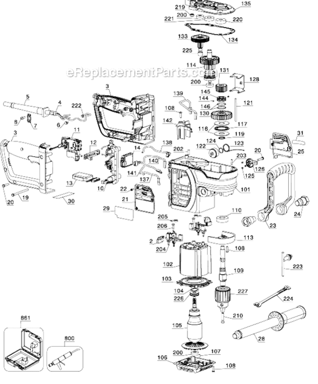 Page A Diagram and Parts List for DWD460K Type 1 DeWALT Electric Drill
