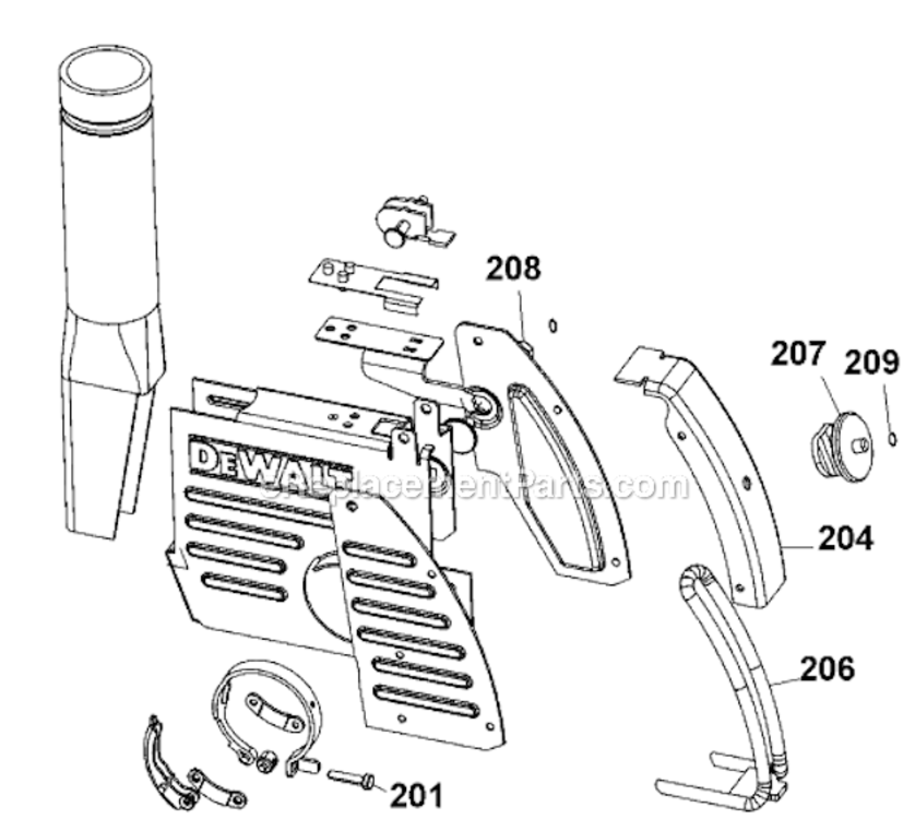 Page B Diagram and Parts List for DWE46101 Type 1 DeWALT Dust Collector
