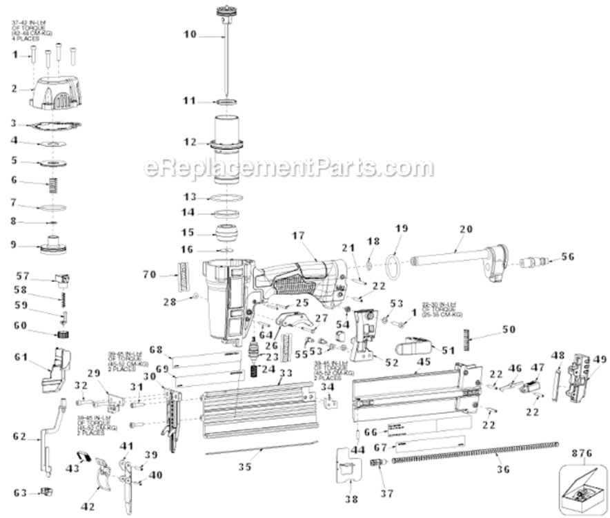 Page A Diagram and Parts List for DWFP12231 Type 0 DeWALT Nailer