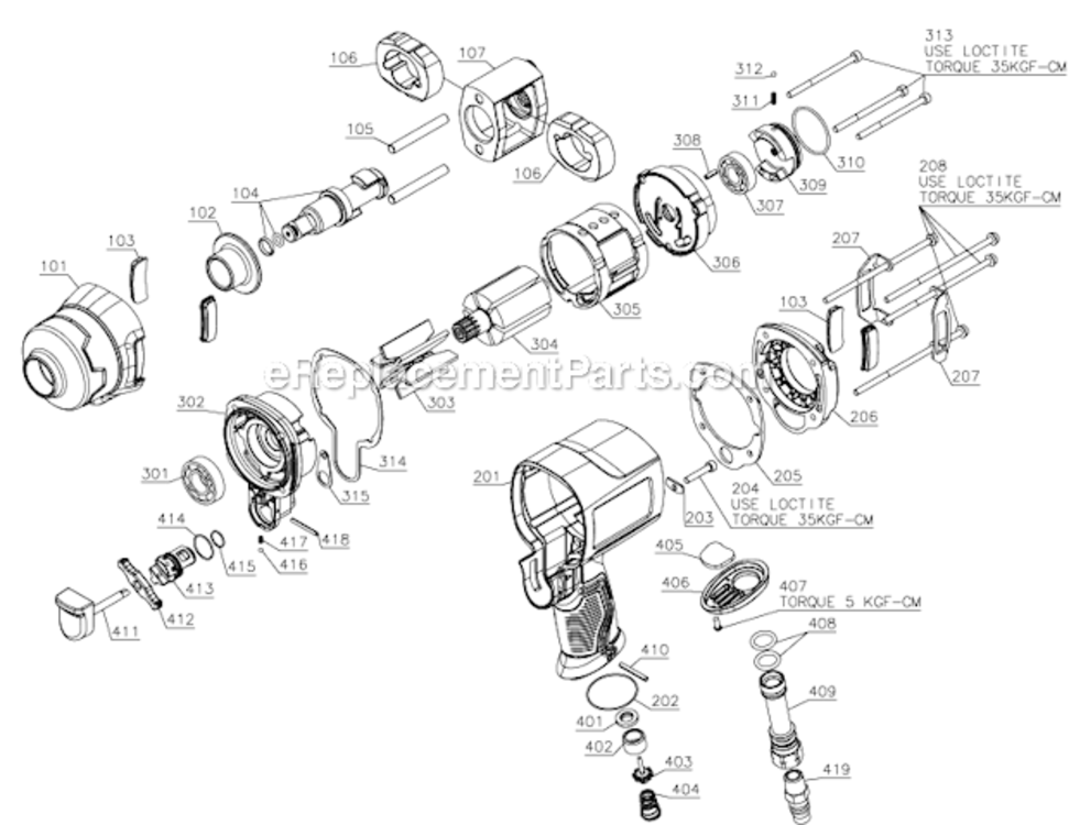 Page A Diagram and Parts List for DWMT70773L Type 0 DeWALT Impact Driver