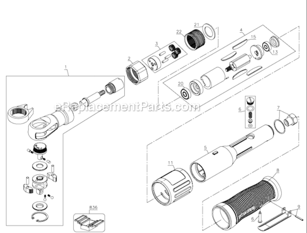 Page A Diagram and Parts List for DWMT70776L Type 0 DeWALT Wrench