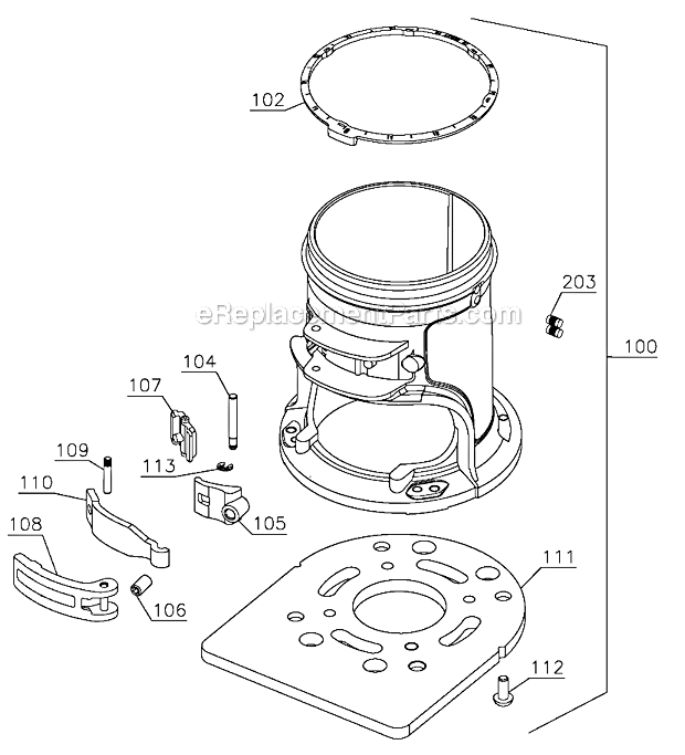 Page A Diagram and Parts List for DWP611PK Type 1 DeWALT Router