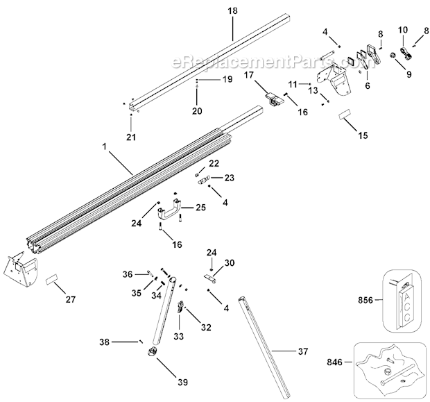 Page A Diagram and Parts List for DWX723 Type 1 DeWALT Miter Saw