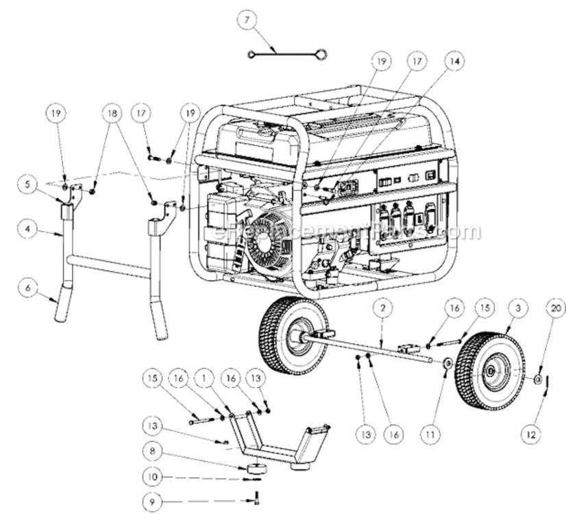 Page A Diagram and Parts List for DXGN010WK Type 0 DeWALT Generator