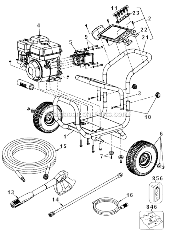 Page B Diagram and Parts List for DXPW3228 Type 0 DeWALT Pressure Washer