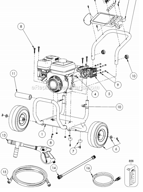 Page A Diagram and Parts List for DXPW3425 Type 0 DeWALT Pressure Washer